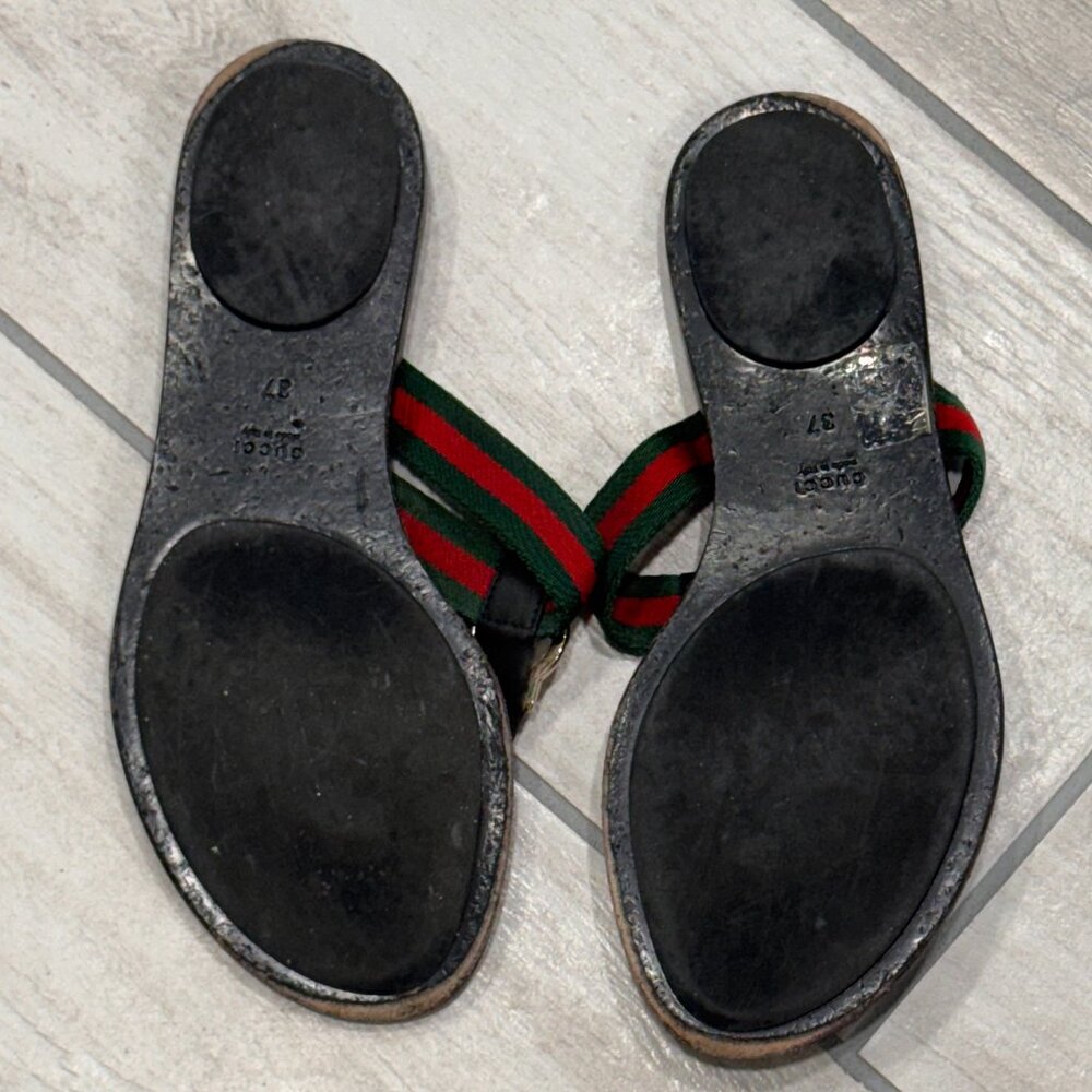 Gucci Authentic GG Logo Stripe Thong Sandals - Picture 8 of 14